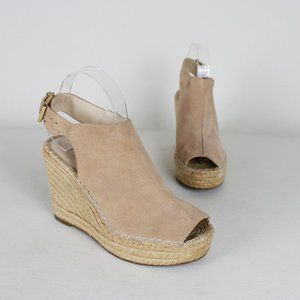 Kenneth Cole NY Odette Sandy Beige Suede Espradille Plaform Wedge Sandals